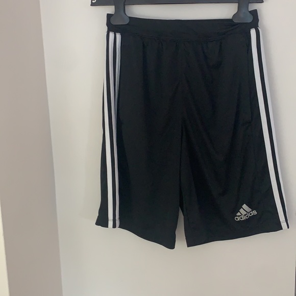 Adidas Black Drawstring Shorts With White Stripes - Picture 2 of 12